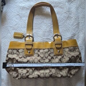 Vintage Coach Brown Soho Shoulder Bag with Yellow Trim